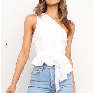 Petal and Pup Palise One Shoulder Tie Bow Top - White